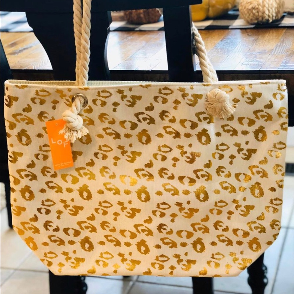 Gold Leopard Foil Tote